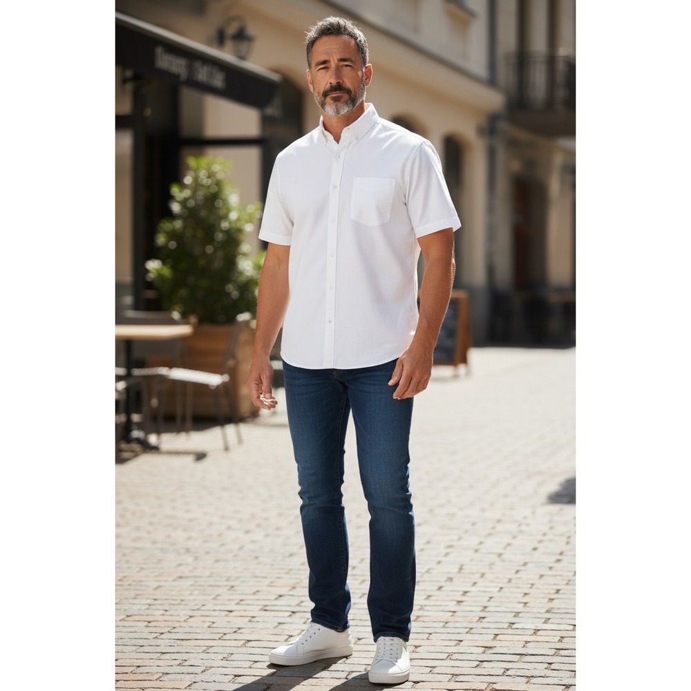 Covington Wrinkle Resistant Short Sleeve Button Down Shirt White Size 15 15 1/2